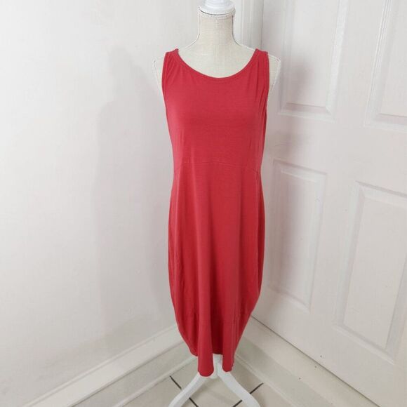 Eileen Fisher Dress Womens XS Pink Midi Jersey Knit Keyhole Minimalist Vacation - Picture 12 of 12